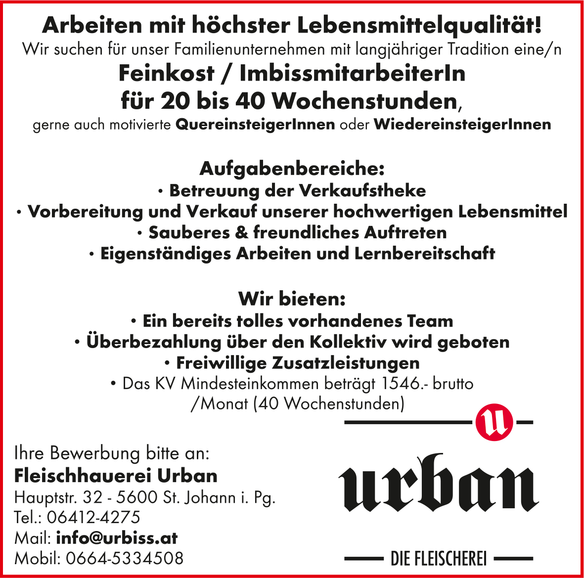 NEU Stellenanzeige 2019
